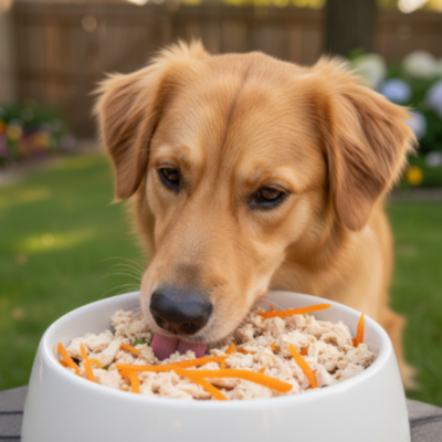 Mascota disfrutando comida natural de alta digestibilidad